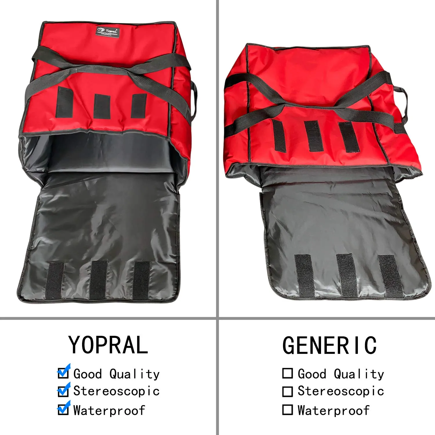 Pizza Bag, Thermal Pizza Delivery Bags Insulated Pizza Delivery Bag Pizza Boxes Professional Warmer Carrier Moisture Free for 3-12" or 3-14" (Red, 15"X15"X7")