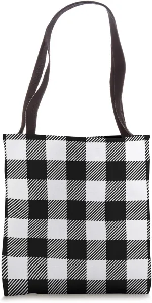 Plaid flannel black and white Tote Bag