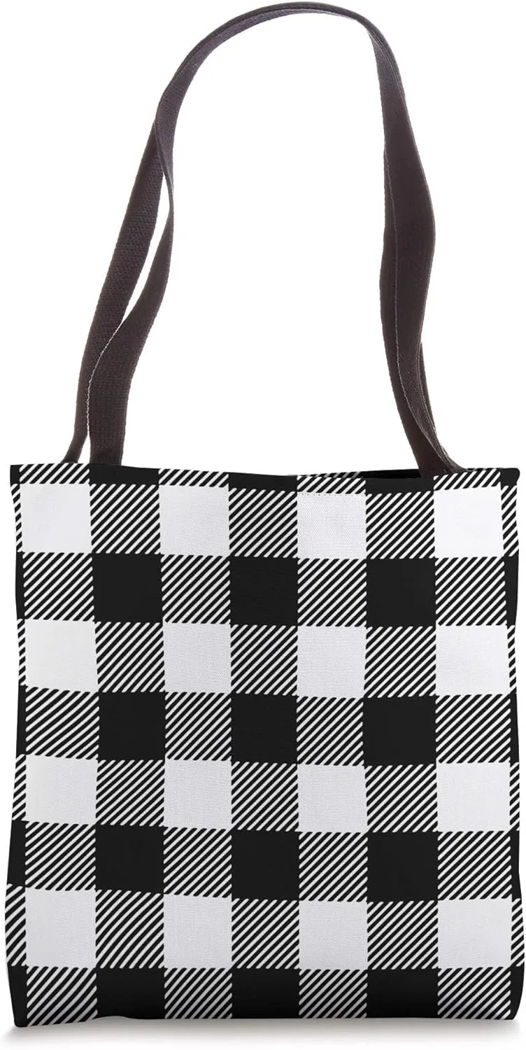 Plaid flannel black and white Tote Bag