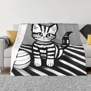 Play Ball Kitty Super Soft Microfiber Flannel Blankets, Bed, Sofa Ultra Luxurious Warm and Cozy for All Seasons