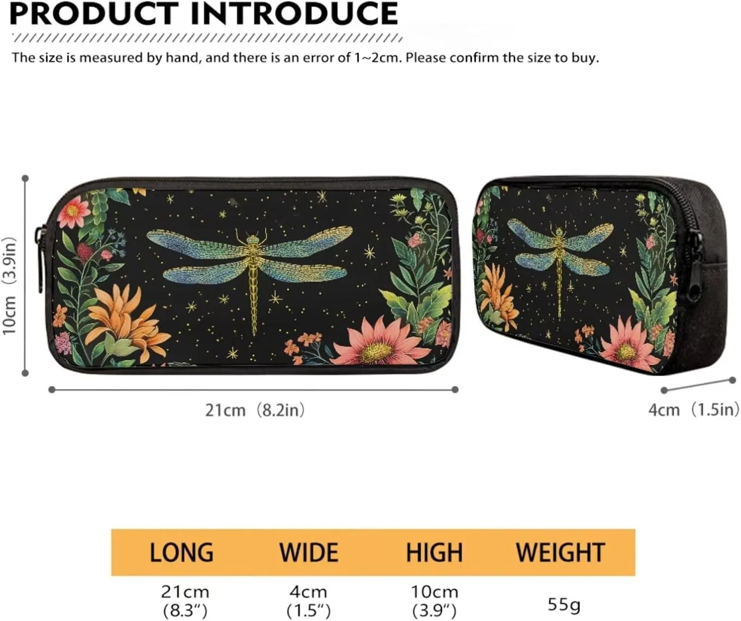 Poceacles Dragonfly Floral Print Backpack for Girls Backpack with Lunch Bag and Pencil Bag for School Kids Bookbag 3rd 4th 5th Grade Elementary Travel Laptop Shoulder Bag Students Daypacks