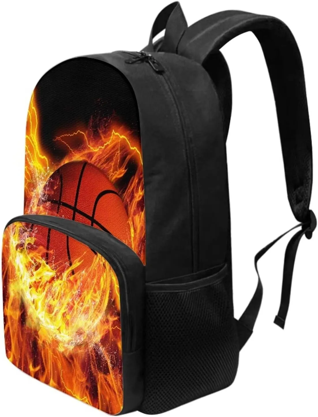 POLERO Fire Basketball Backpack for Boys Kids Child Kindergarten School Backpack Preschool Bookbag Daypacks
