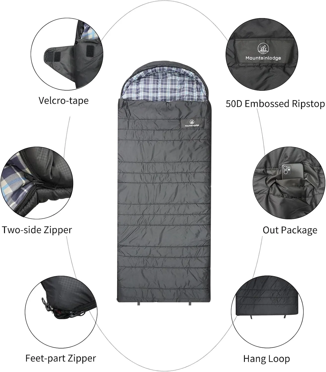 Polycotton Sleeping Bag for Adult&Kids,Cold&Warm Weather Large with Compression Sack and Water Resistant for Family Camping,Travel and Car Camping