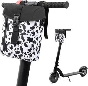 Portable Electric Scooter Bag, 4L Large Soft Scooter Storage Bag with Shoulder Straps, Pockets and Reflective Strips, Waterproof Electric Bike Front Handlebar Bag