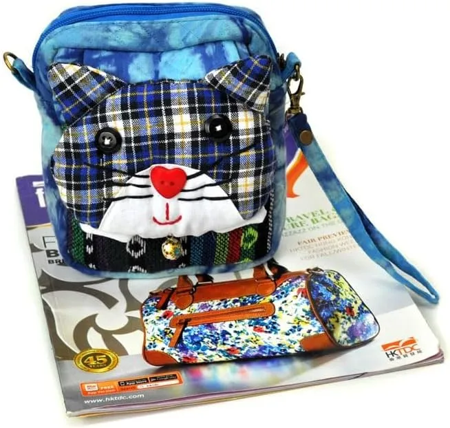 Portable Tie-Dye Cloth Bag Ethnic Style Dual-Purpose Diagonal Bag Coin Purse(Blue)