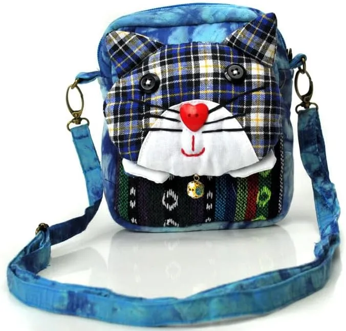 Portable Tie-Dye Cloth Bag Ethnic Style Dual-Purpose Diagonal Bag Coin Purse(Blue)