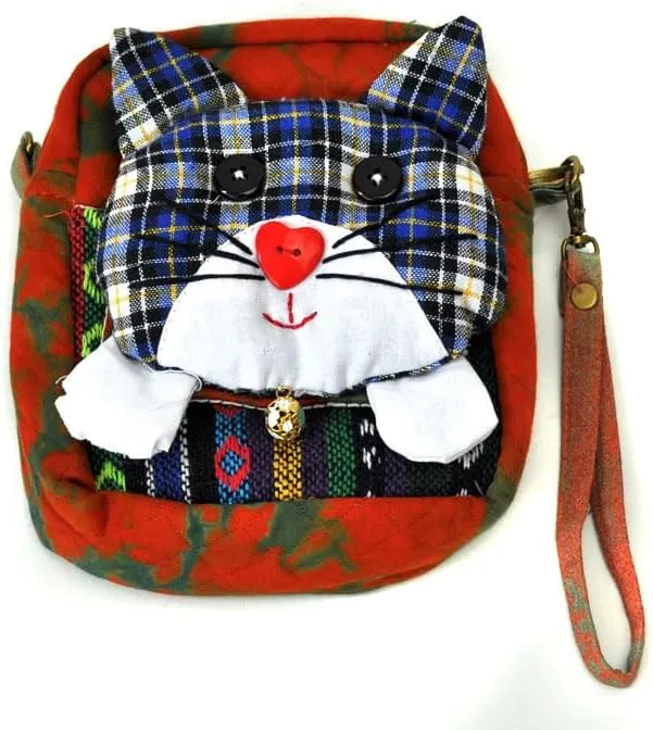 Portable Tie-Dye Cloth Bag Ethnic Style Dual-Purpose Diagonal Bag Coin Purse(Red)