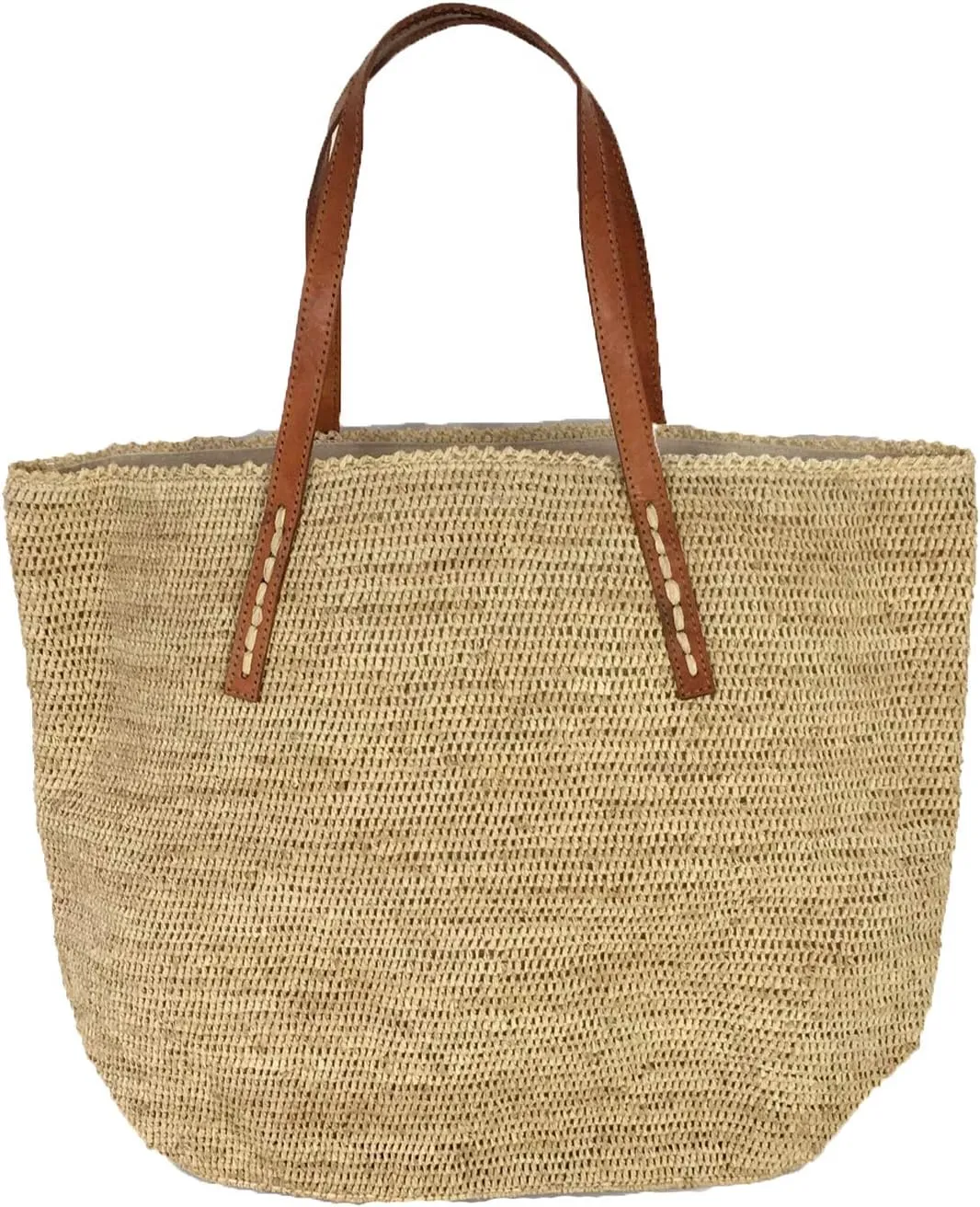 Portland Crocheted Raffia Carryall Tote Bag, Natural