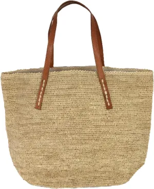 Portland Crocheted Raffia Carryall Tote Bag, Natural