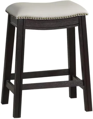 Poundex Furniture 24" Saddle Counter Stool in Gray Faux Leather (Set of 2)