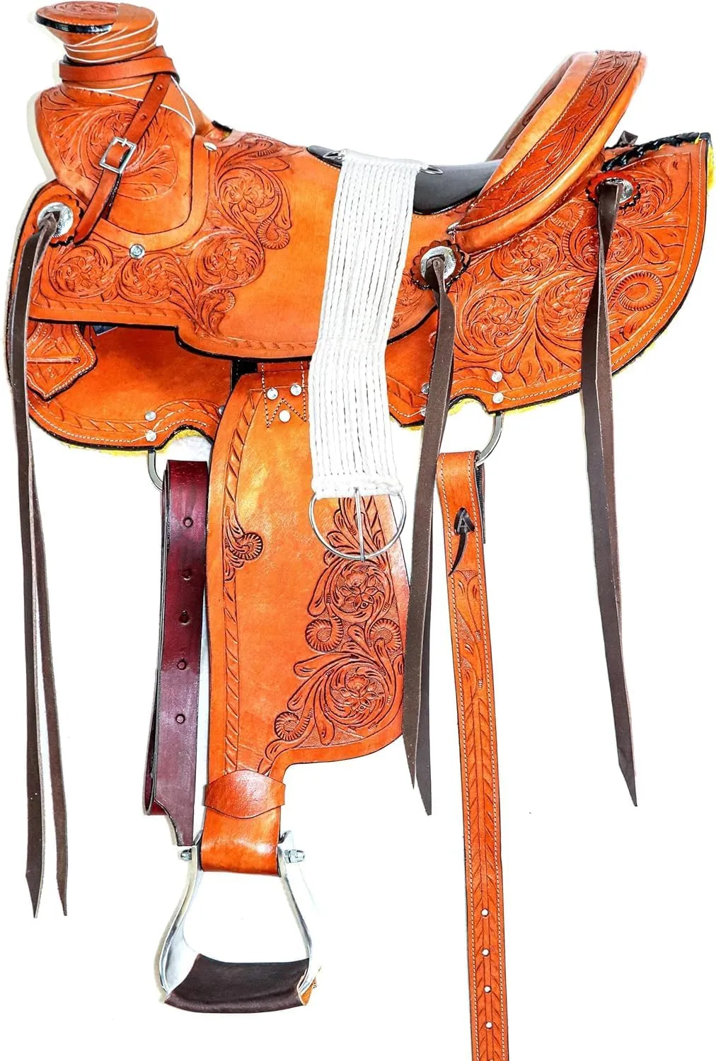 Premium Leather Wade Tree Western Roping Saddle – Handmade Ranch & Trail Horse Saddle for Roping & Work – 15", 16", 17" Seat Available