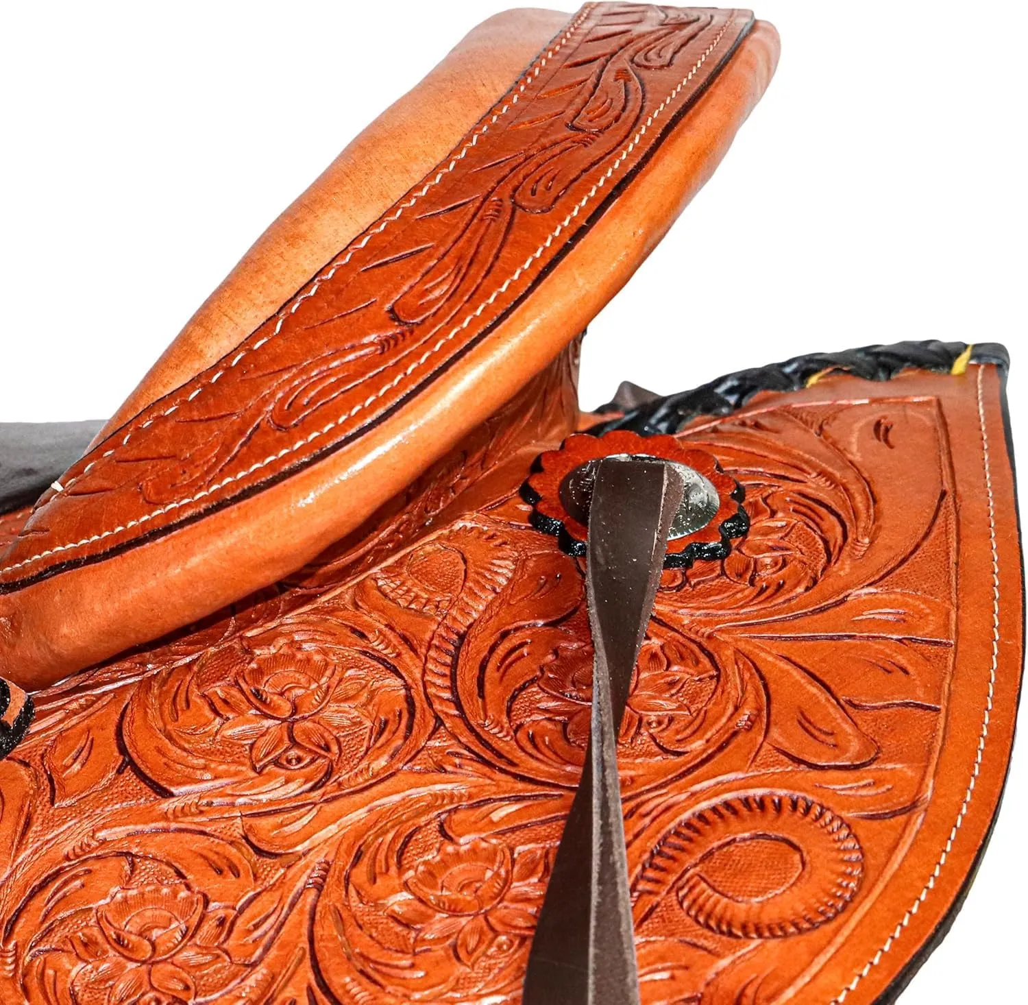 Premium Leather Wade Tree Western Roping Saddle – Handmade Ranch & Trail Horse Saddle for Roping & Work – 15", 16", 17" Seat Available