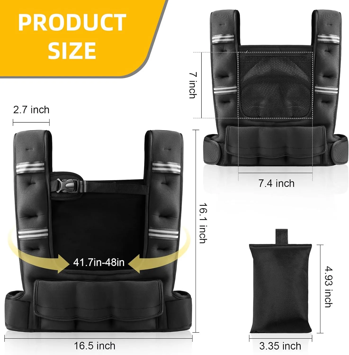 Prodigen Adjustable Weighted Vest 4-12 lbs/10-18 lbs for Women Men for Running Walking Cardio and Strength Training with Shoulder Pads and Reflective Stripe