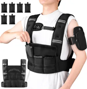 Prodigen Adjustable Weighted Vest 4-12 lbs/10-18 lbs for Women Men for Running Walking Cardio and Strength Training with Shoulder Pads and Reflective Stripe