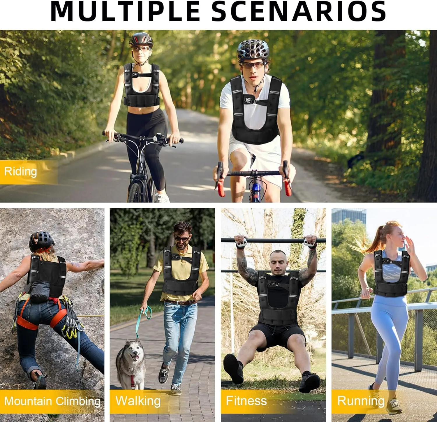 Prodigen Adjustable Weighted Vest 4-12 lbs/10-18 lbs for Women Men for Running Walking Cardio and Strength Training with Shoulder Pads and Reflective Stripe