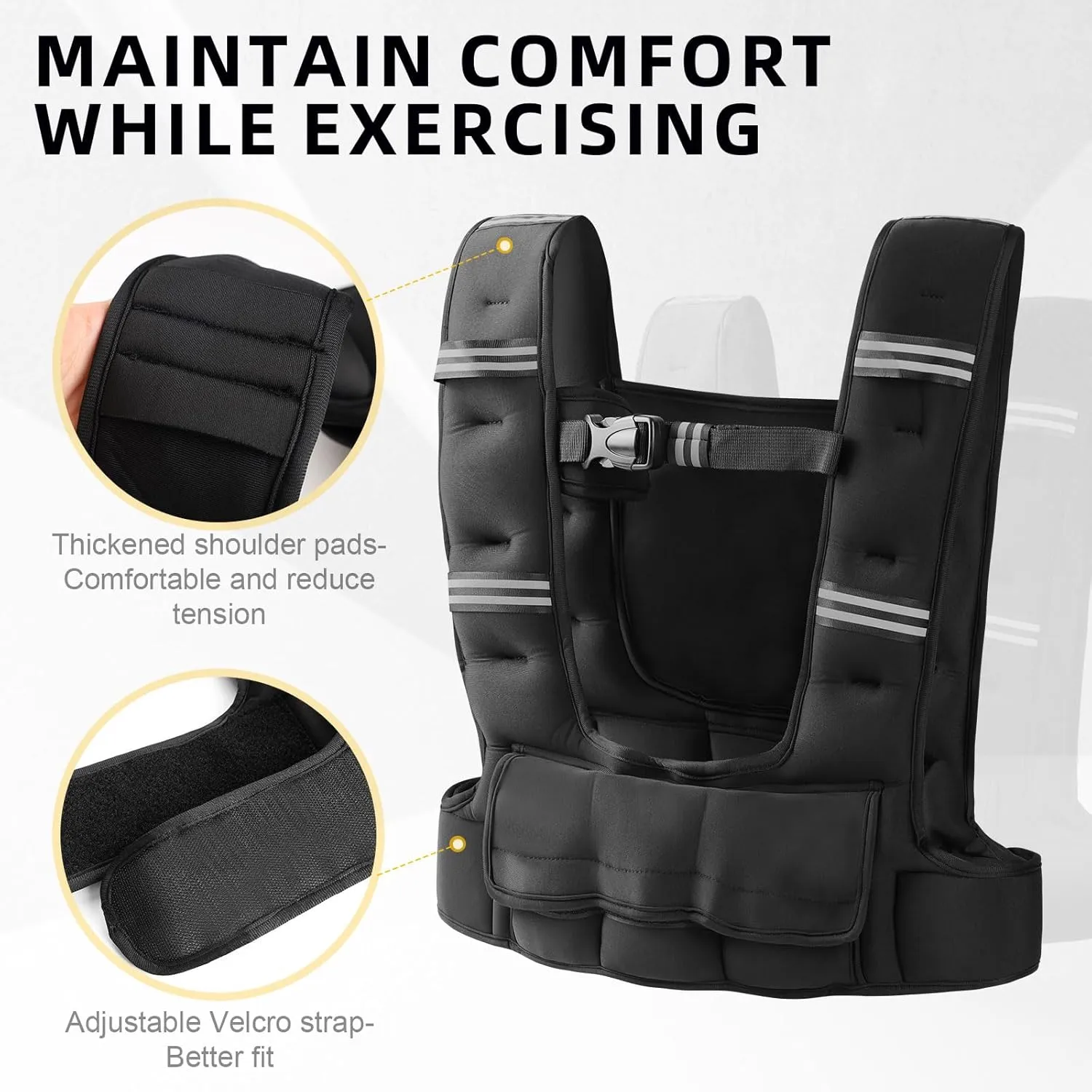 Prodigen Adjustable Weighted Vest 4-12 lbs/10-18 lbs for Women Men for Running Walking Cardio and Strength Training with Shoulder Pads and Reflective Stripe