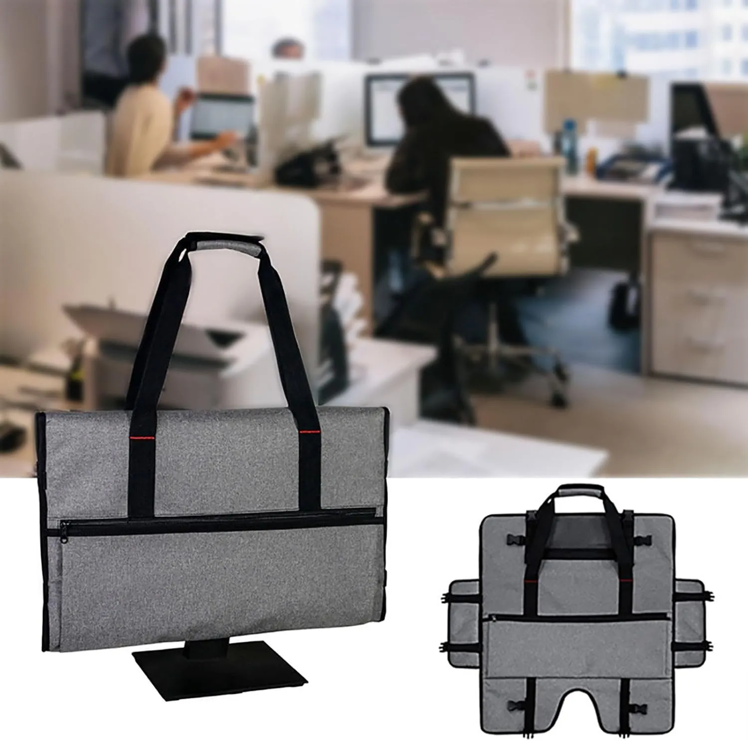 Protective Monitor Carrying Case – Portable Dustproof Computer Handbags for 20-24 Inch Screens | Travel Storage Bag with Adjustable Straps and Compartments for Monitor Transport and Work Setup