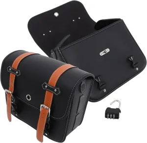 Pu Leather Motorcycle Saddlebags Large Capacity Tool Pouch Vintage Saddlebag Front Fork Bag Storage Bag