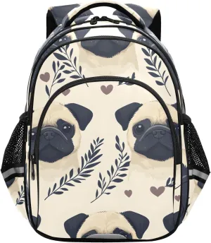 Pug Foliage School Backpack for Teens Water Resistant Laptop Bags Travel Daypacks,16.9" H