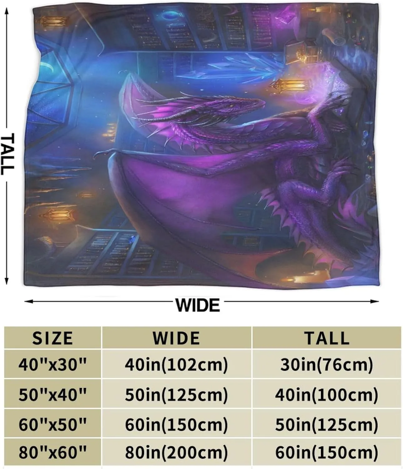 Purple Dragon Art Throw Blanket Super Soft Flannel Blankets for Girls Boys Girl Kids Men Women Gifts Bed Sofa Office Camping Travel 60x50 Inch