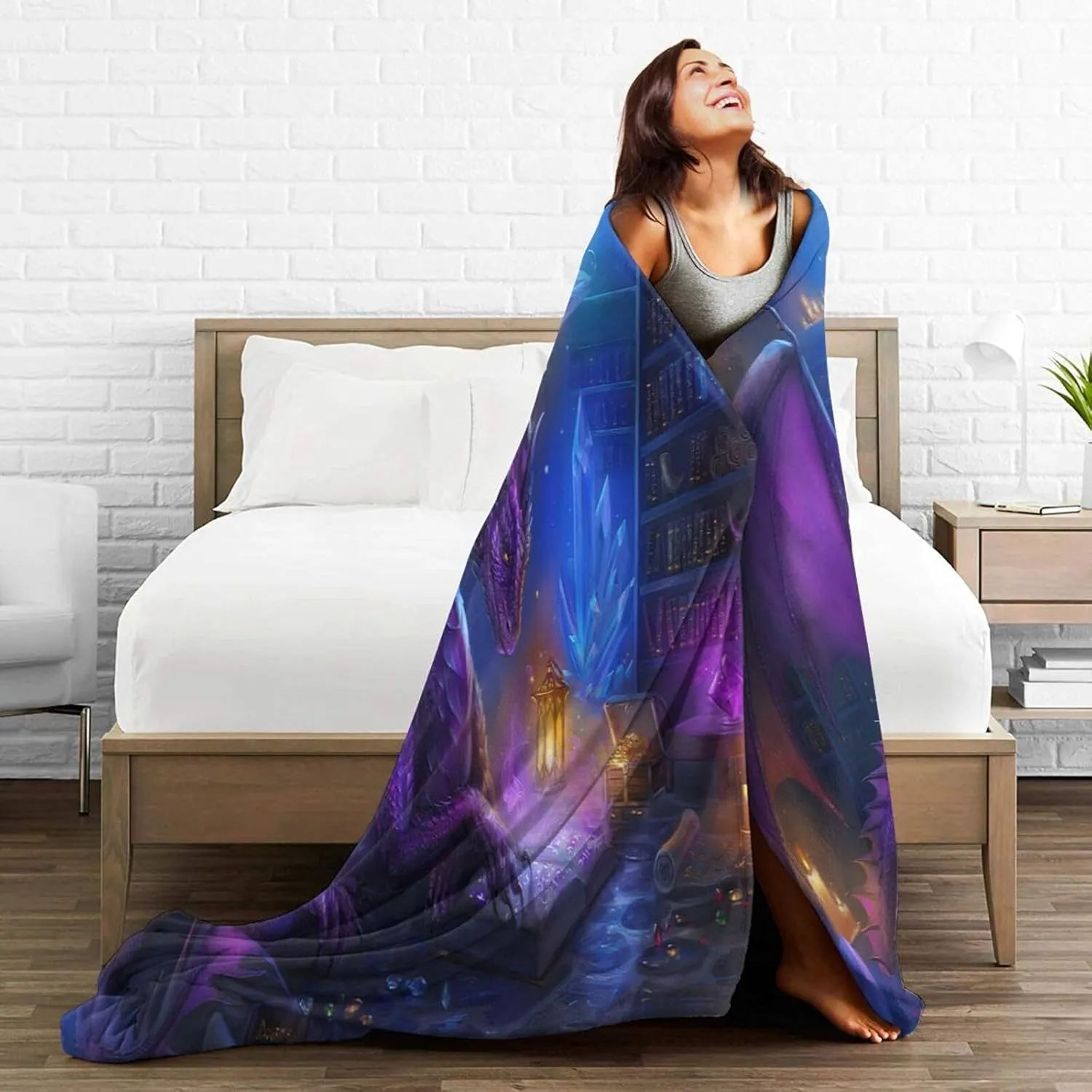 Purple Dragon Art Throw Blanket Super Soft Flannel Blankets for Girls Boys Girl Kids Men Women Gifts Bed Sofa Office Camping Travel 60x50 Inch