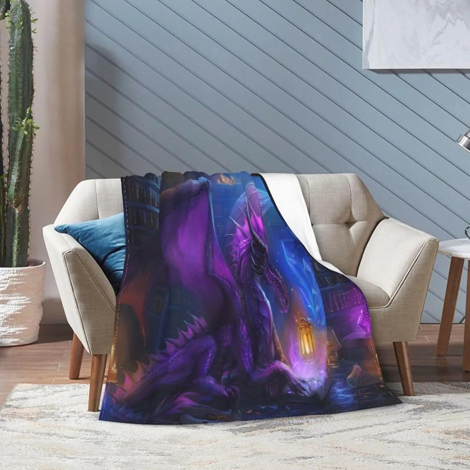 Purple Dragon Art Throw Blanket Super Soft Flannel Blankets for Girls Boys Girl Kids Men Women Gifts Bed Sofa Office Camping Travel 60x50 Inch