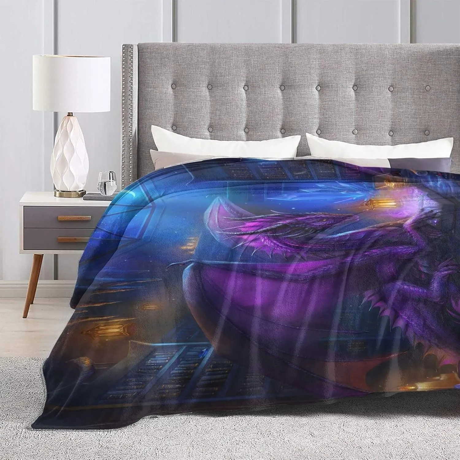 Purple Dragon Art Throw Blanket Super Soft Flannel Blankets for Girls Boys Girl Kids Men Women Gifts Bed Sofa Office Camping Travel 60x50 Inch
