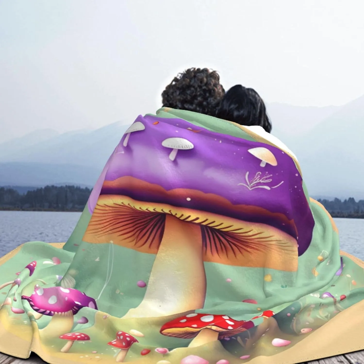 Purple Dream Mushroom Super Soft Microfiber Flannel Blankets, Bed, Sofa Ultra Luxurious Warm and Cozy for All Seasons