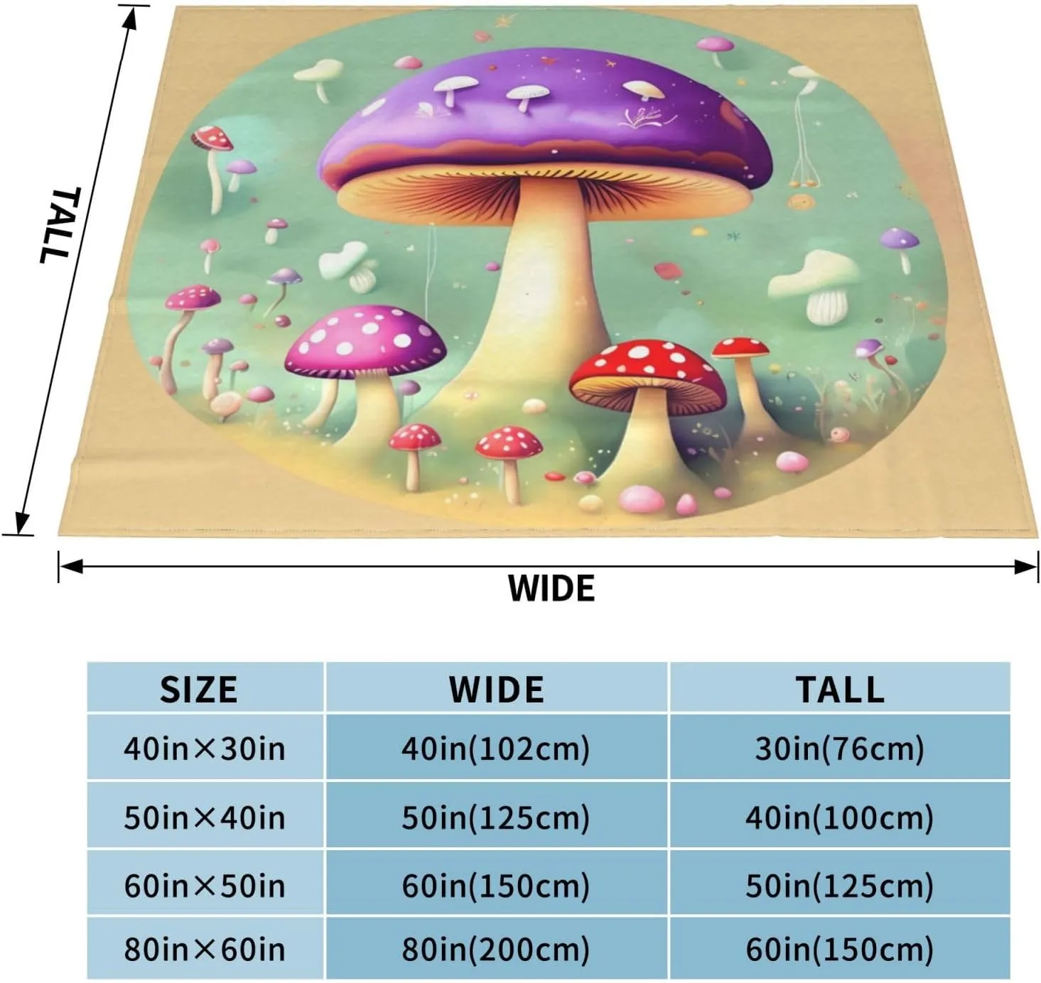 Purple Dream Mushroom Super Soft Microfiber Flannel Blankets, Bed, Sofa Ultra Luxurious Warm and Cozy for All Seasons