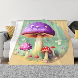 Purple Dream Mushroom Super Soft Microfiber Flannel Blankets, Bed, Sofa Ultra Luxurious Warm and Cozy for All Seasons