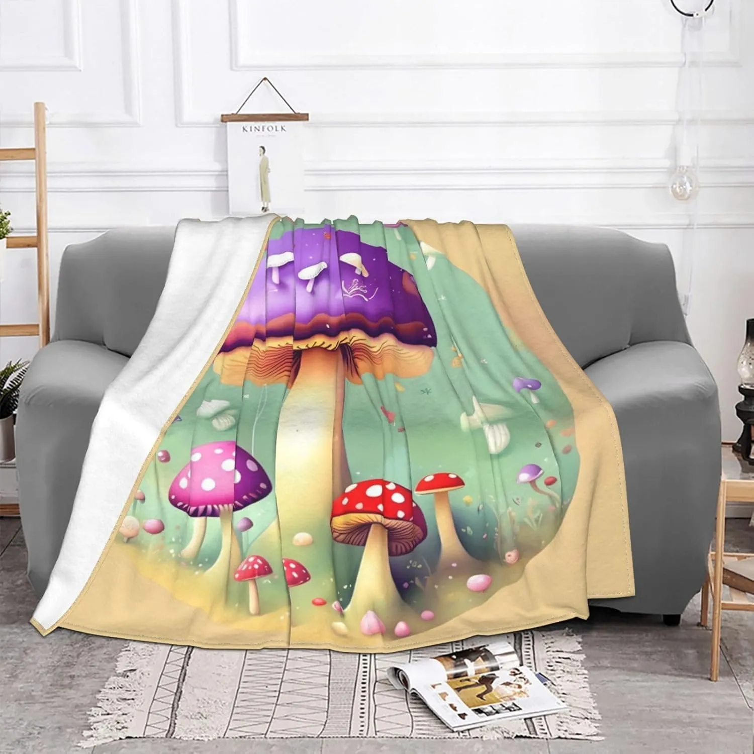 Purple Dream Mushroom Super Soft Microfiber Flannel Blankets, Bed, Sofa Ultra Luxurious Warm and Cozy for All Seasons