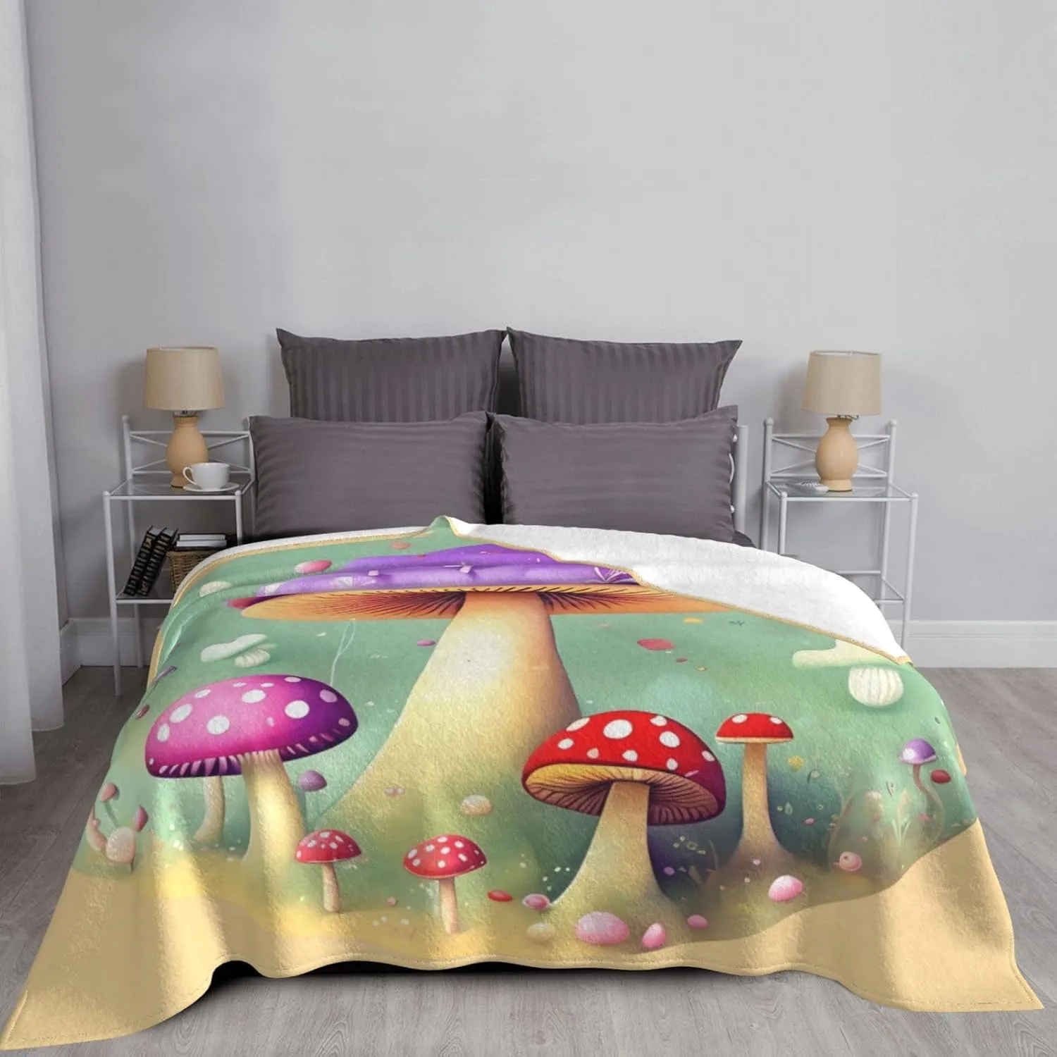 Purple Dream Mushroom Super Soft Microfiber Flannel Blankets, Bed, Sofa Ultra Luxurious Warm and Cozy for All Seasons