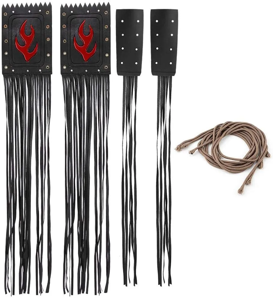 Qiilu 2pcs Universal Motorcycle Lever Covers Handlebar Tassel 15'' Fringe Grip Cover Heavy Duty Black