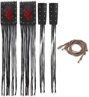 Qiilu 2pcs Universal Motorcycle Lever Covers Handlebar Tassel 15'' Fringe Grip Cover Heavy Duty Black