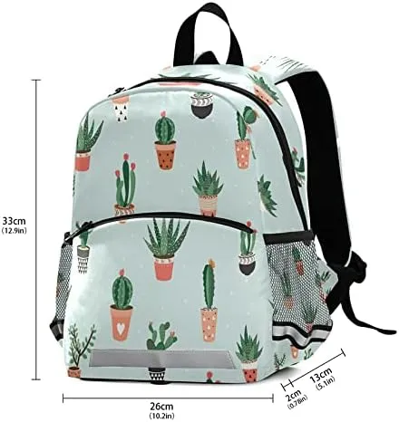 QUGRL Cactus Tropical Toddler Backpack Cute Kids Backpack for Baby Boys Girls Kindergarten Schoolbag Preschool Nursery Travel Bag with Safety Leash Harness 3-8 Years
