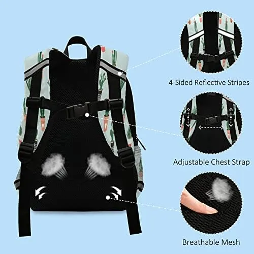 QUGRL Cactus Tropical Toddler Backpack Cute Kids Backpack for Baby Boys Girls Kindergarten Schoolbag Preschool Nursery Travel Bag with Safety Leash Harness 3-8 Years