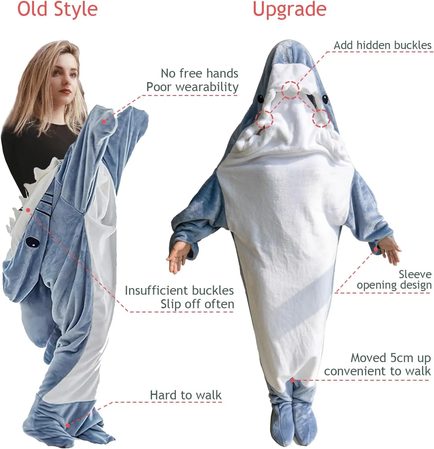 Quincunx Wearable Shark Blanket Hoodie Onesie Adult & Kids, Shark Sleeping Bag,Cozy Soft shark blanket adult Shark Costume