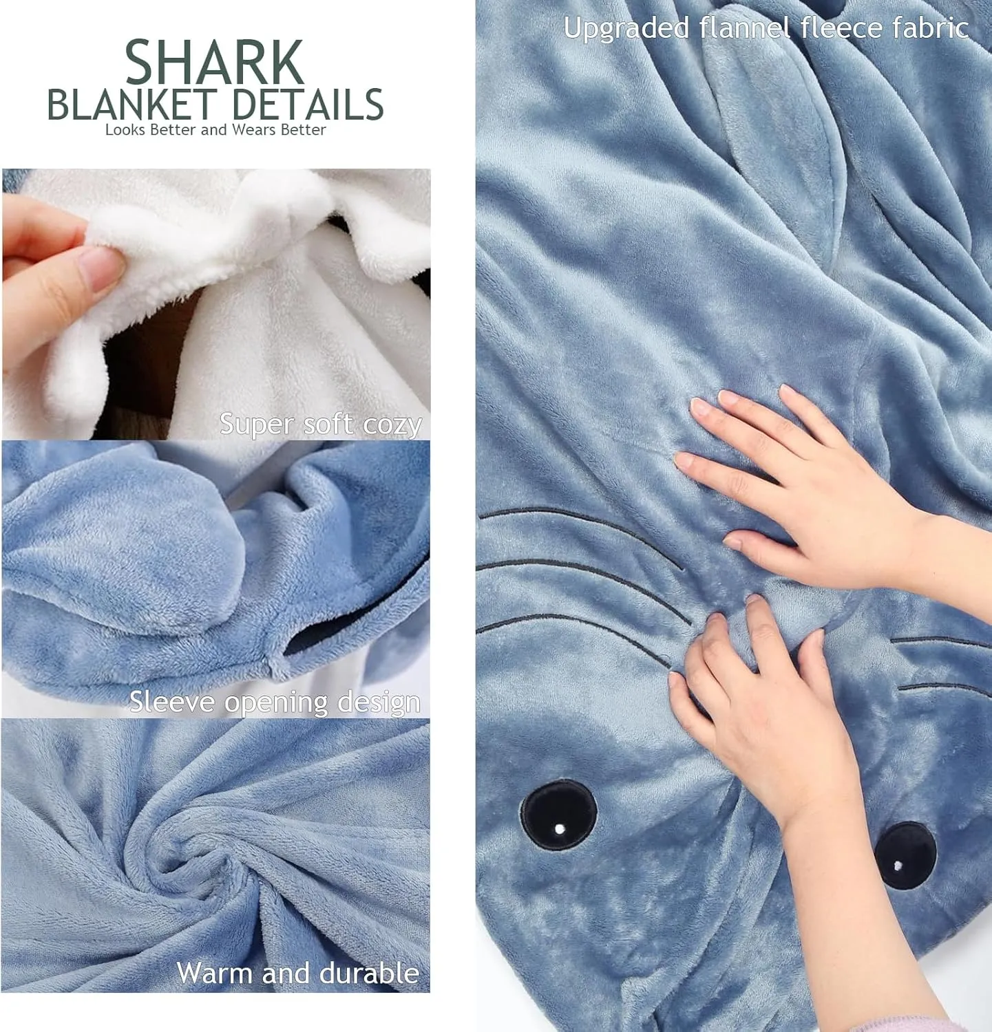 Quincunx Wearable Shark Blanket Hoodie Onesie Adult & Kids, Shark Sleeping Bag,Cozy Soft shark blanket adult Shark Costume