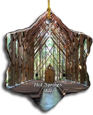 "N/A" Hot Springs Anthony Chapel Arkansas USA America Christmas Ceramic Ornament Xmas Tree Decor Souvenirs Double Sided Snowflake Porcelain Home Gifts