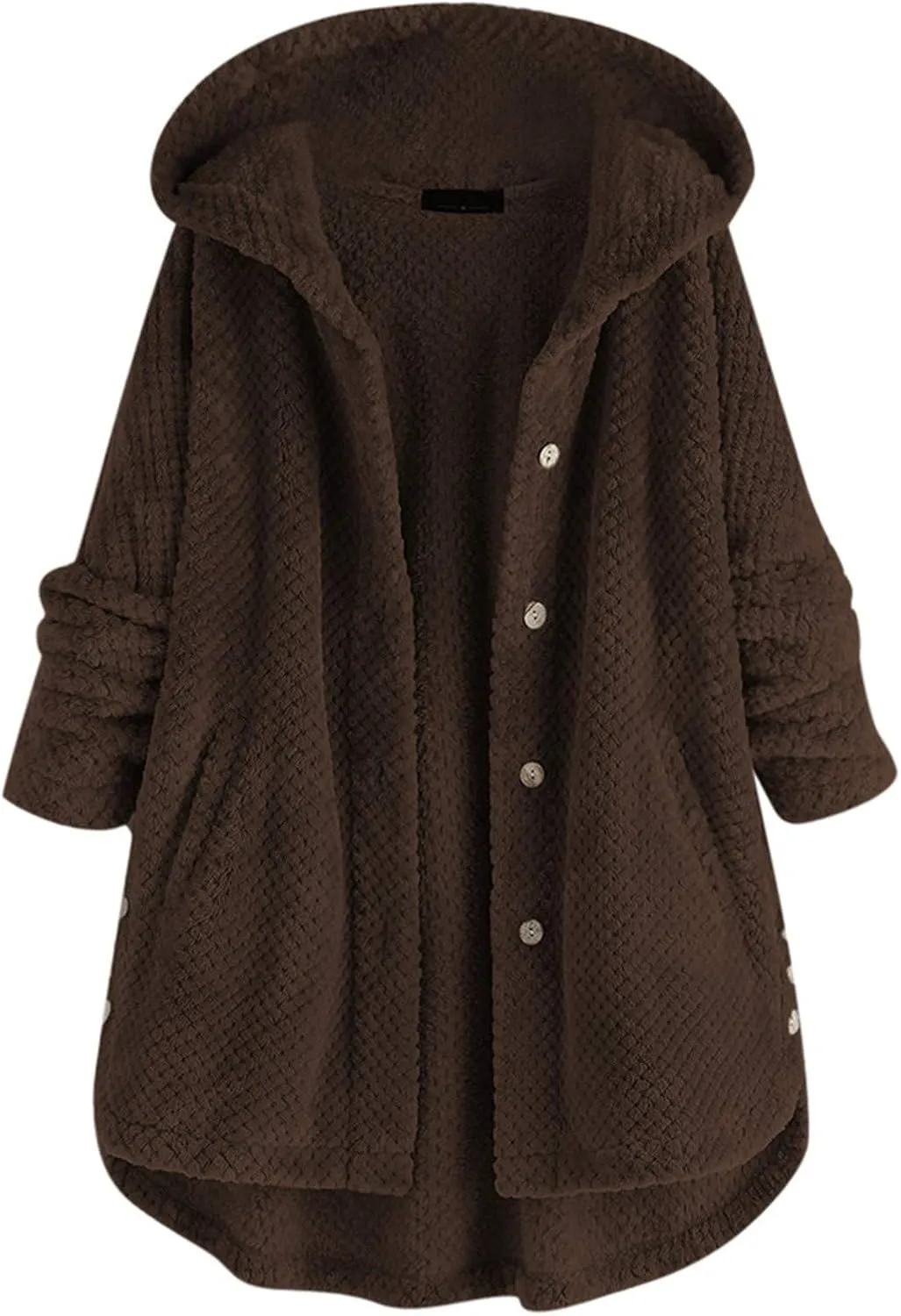QWENTMTNTY Womens Winter Fuzzy Fleece Jacket Oversized Casual Trendy Hooded Cardigan Coat Winter Thermal Sherpa Outerwear