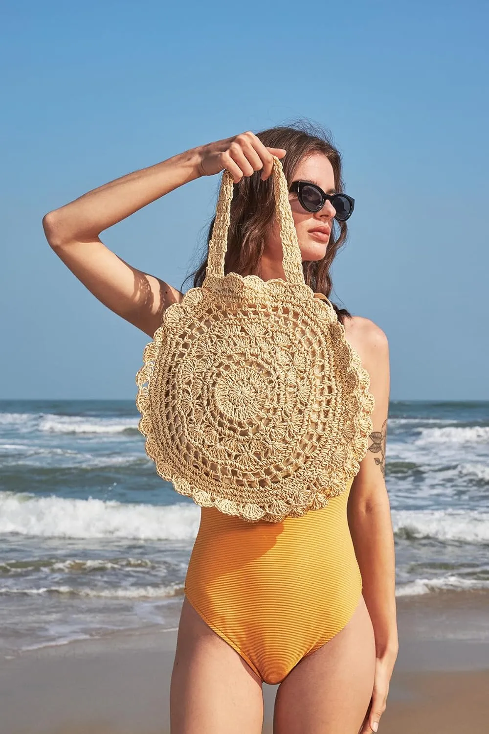 Raffia Bag Straw Bags for Women Large Beach Tote Woven Clutch Summer Bag Tote Bag for Women Rattan Wicker Purse