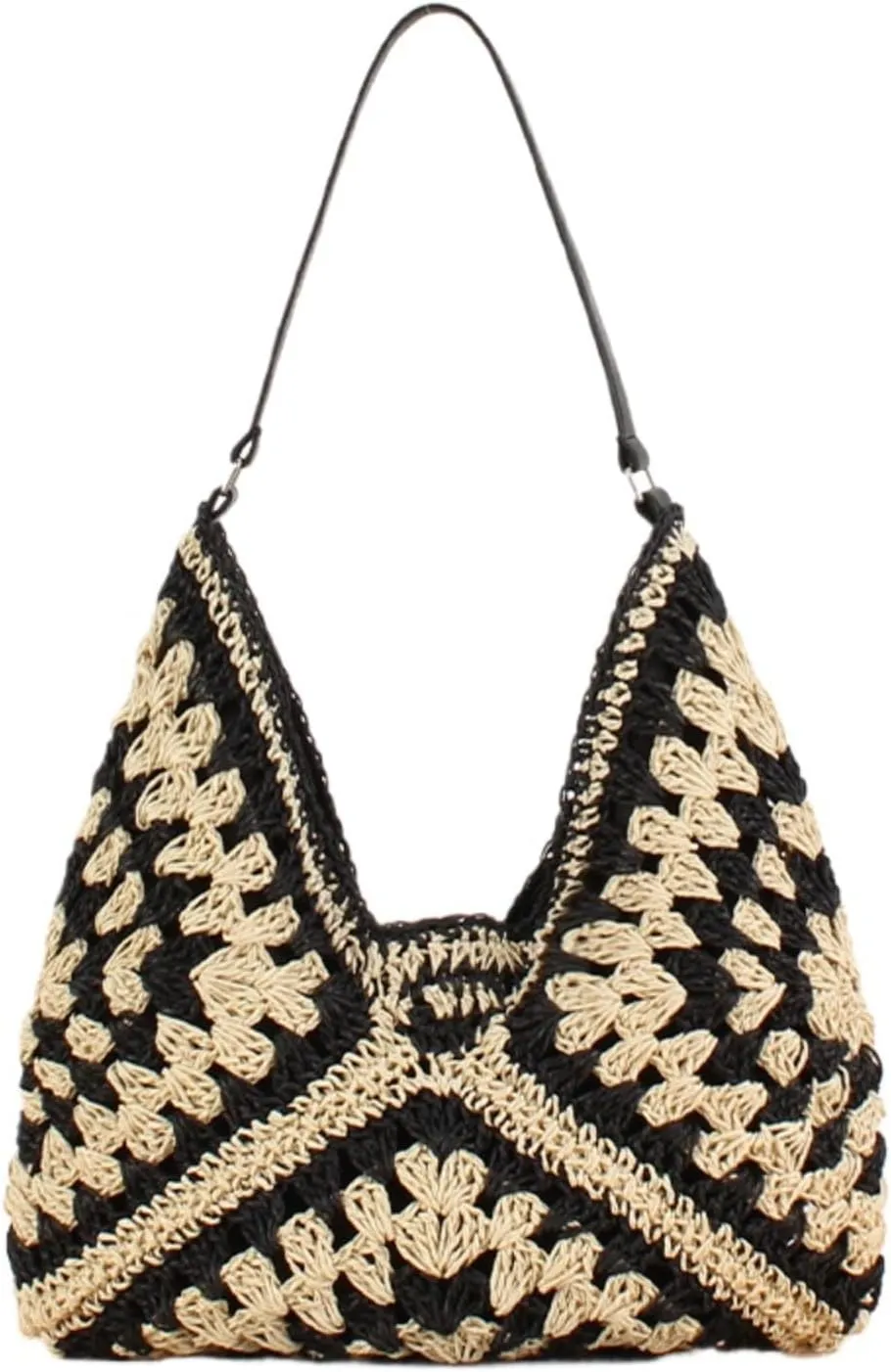 Raffia Knitted Handbags for Women Handmade Casual Beach Shoulder Bag Classic Fashion Woven Tote Bag