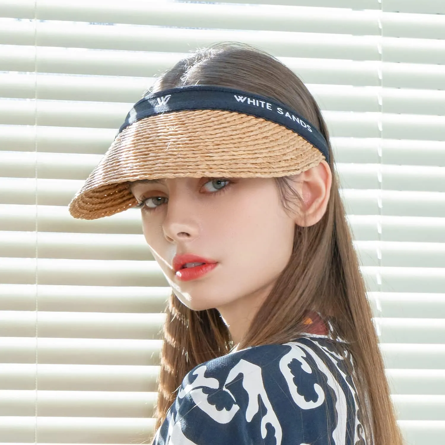 Raffia Straw Sun Visor Patented Removable Headband | New Lazare