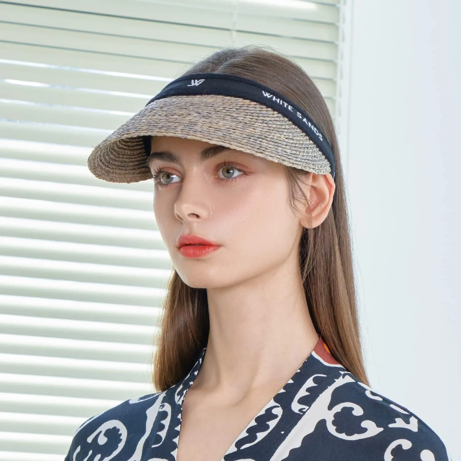 Raffia Straw Sun Visor Patented Removable Headband | New Lazare