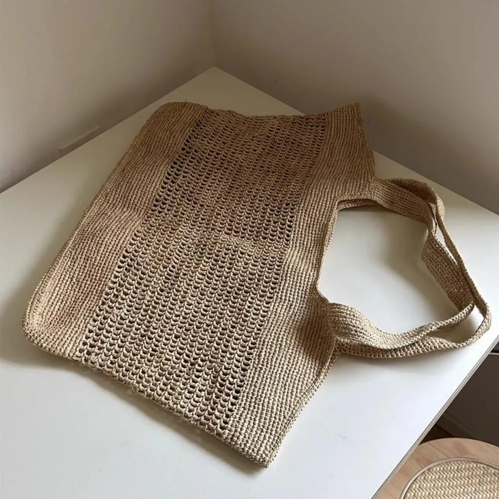 Raffia Straw Woven Totes Shoulder Crossbody Bag Handbag Hobo Hollow Beach Vacation Seaside Crochet Versatile Purse Chic