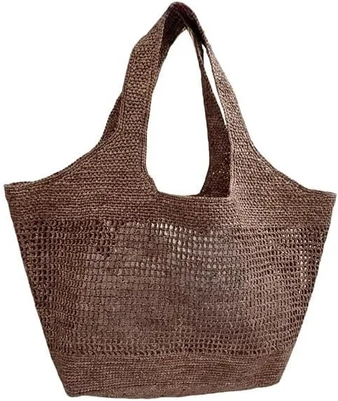 Raffia Straw Woven Totes Shoulder Crossbody Bag Handbag Hobo Hollow Beach Vacation Seaside Crochet Versatile Purse Chic