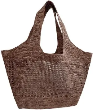 Raffia Straw Woven Totes Shoulder Crossbody Bag Handbag Hobo Hollow Beach Vacation Seaside Crochet Versatile Purse Chic
