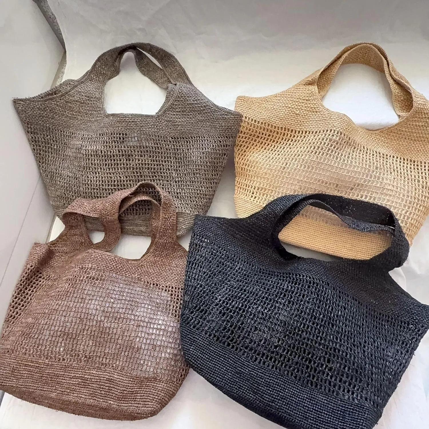 Raffia Straw Woven Totes Shoulder Crossbody Bag Handbag Hobo Hollow Beach Vacation Seaside Crochet Versatile Purse Chic