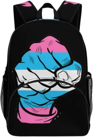 Raised Fist Transgender Flag Backpack Print Laptop Bag Shoulder Bags Travel Casual Daypacks For Women Men