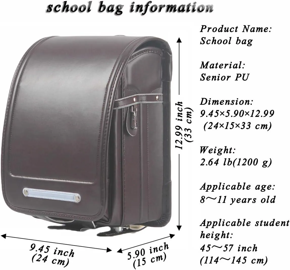 randoseru coffee backpack ransel japanese school bags girls and boys Senior PU leather give small gift